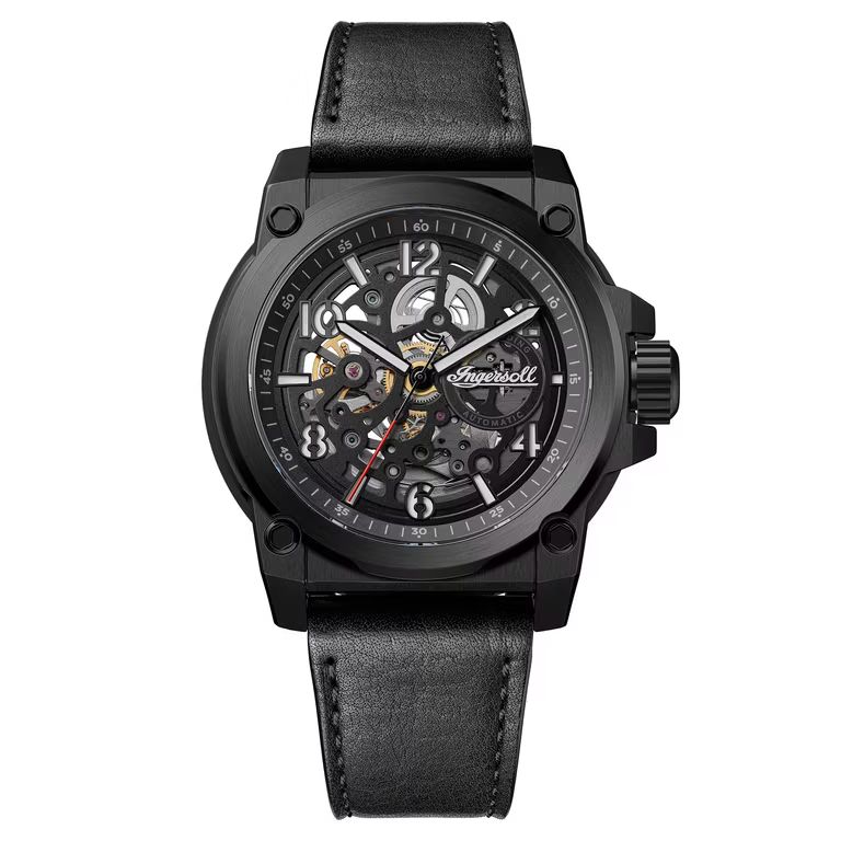 Imagen relacionada con Ingersoll El Anvil Reloj automático para Hombre de 46,5 mm con Esfera Negra y Correa de Cuero Negra