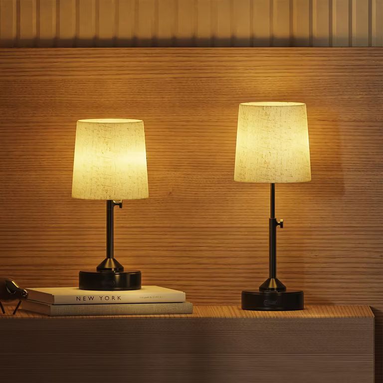 Imagen relacionada con 2 piezas Lámpara de Mesita de Noche Táctil Sin Cable Regulable en Altura, Dimmable 3 Temperaturas de Color