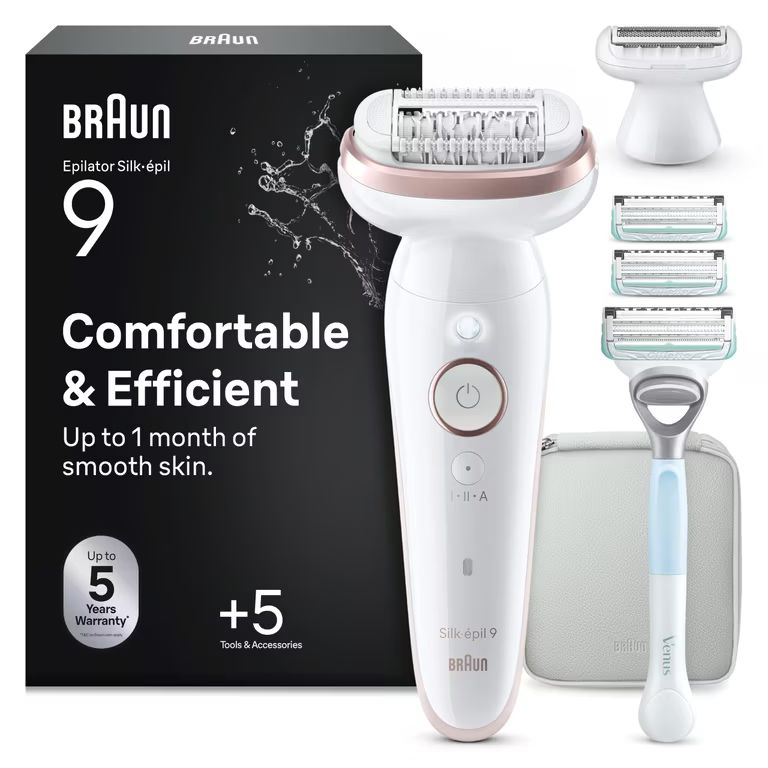 Imagen relacionada con Braun Silk·épil 9 Depiladora Eléctrica (Mod. 9-130 Blanco/Flamenco | Incluye Maquinilla Venus Zona Íntima)