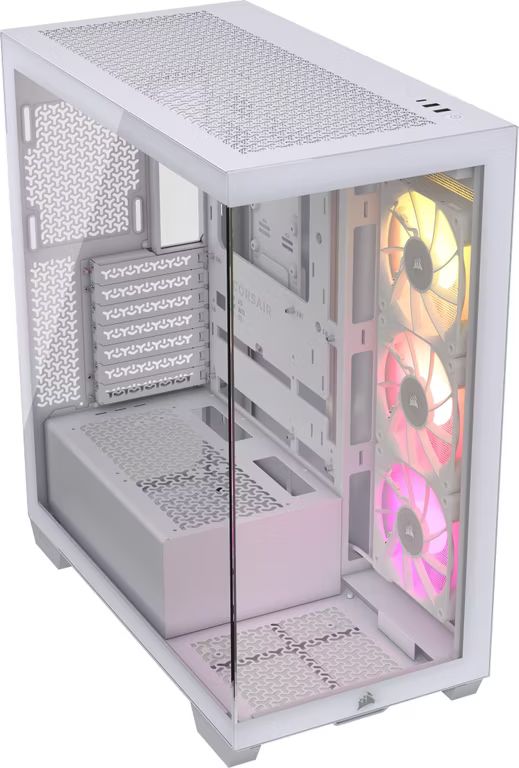 Imagen relacionada con Caja PC CORSAIR iCUE Link 3500X RGB Media-Torre (Cristal Templado Panorámico | 3x RX120 RGB | Blanco)