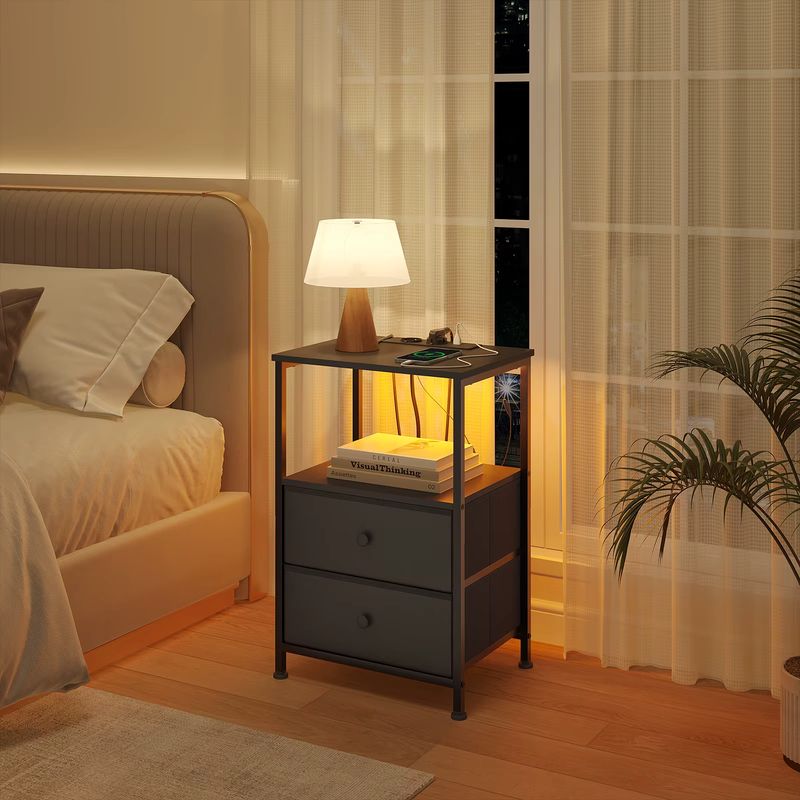 2x Mesita de Noche WOLTU LED USB