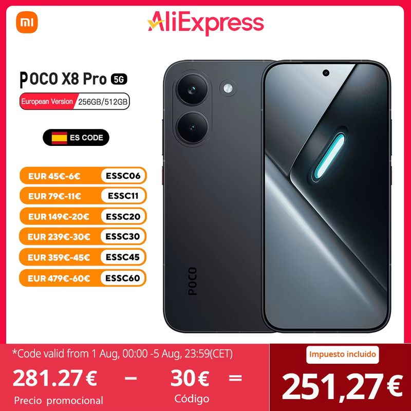 Poco X8 Pro 5G – Versión Europea, 256/512 GB, 6.59" AMOLED 120 Hz