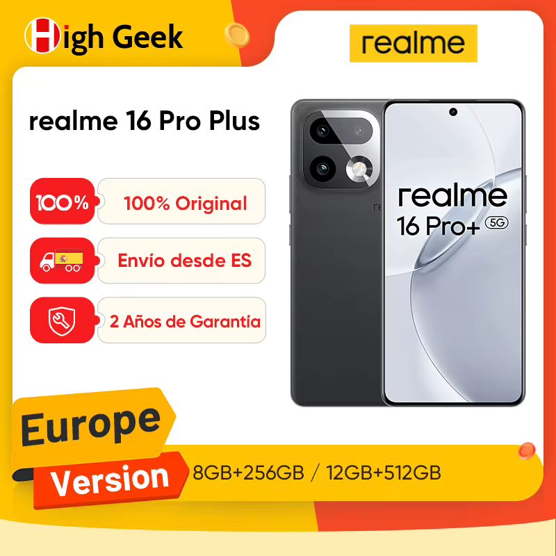 Imagen relacionada con Versión Europea del Smartphone realme 16 Pro Plus 5G, Cámara LumaColor de 200MP, Batería de 7000mAh, Pantalla AMOLED de 144Hz
