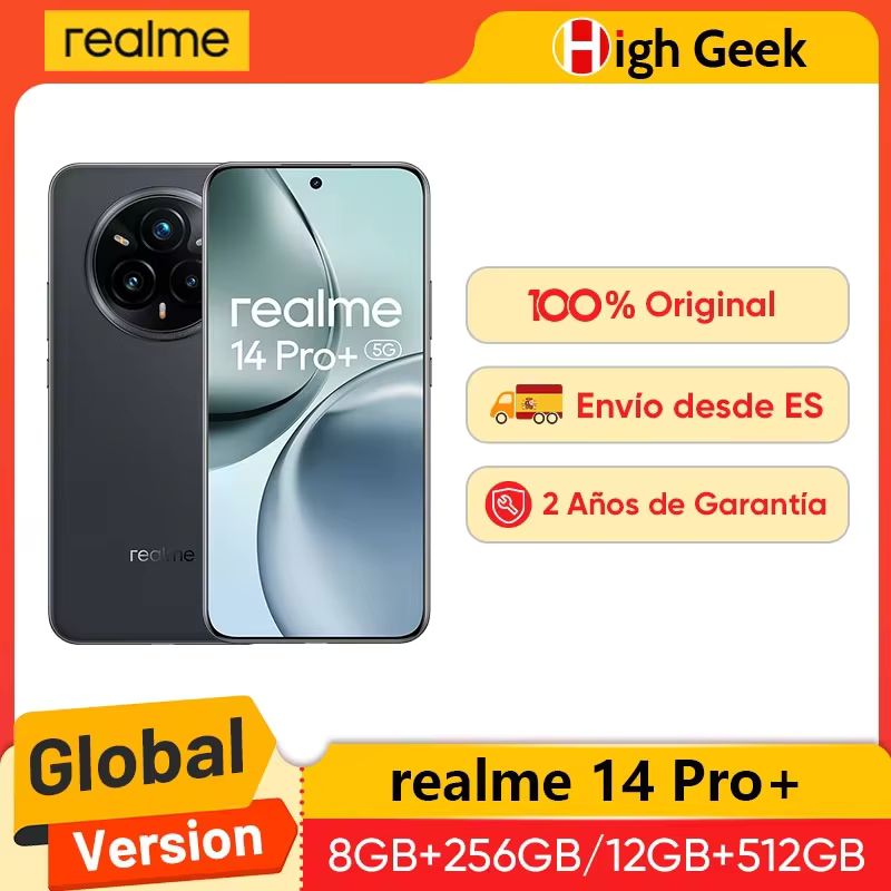 Imagen relacionada con Versión Global realme 14 Pro Plus 5G Smartphone Sony 3X Periscopio OIS Cámara Snapdragon7s Gen 3 80W SUPERVOOC Carga IP69