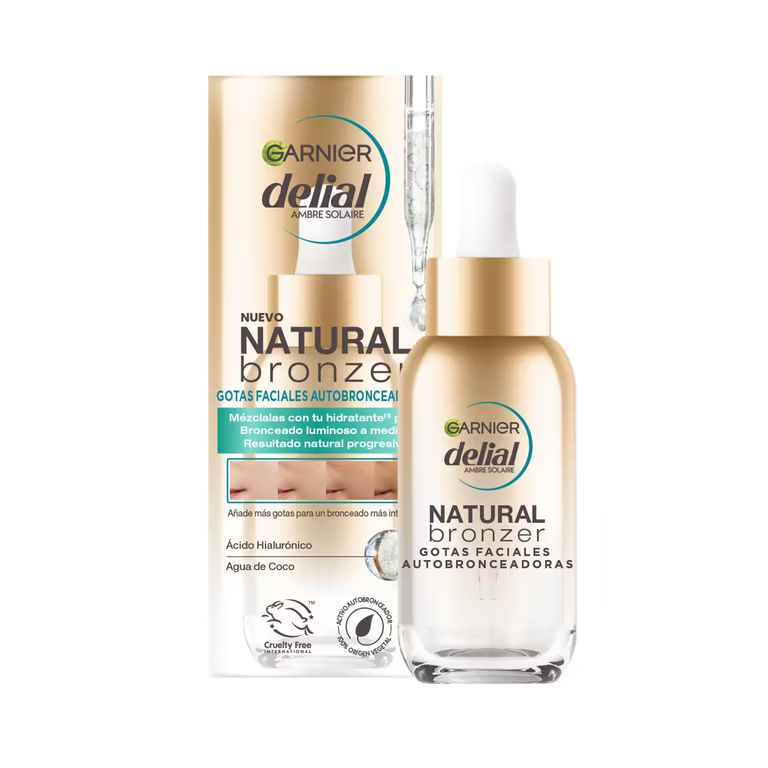Imagen relacionada con GARNIER DELIAL Gotas Faciales Autobronceadoras con Ácido Hialurónico Y Agua De Coco