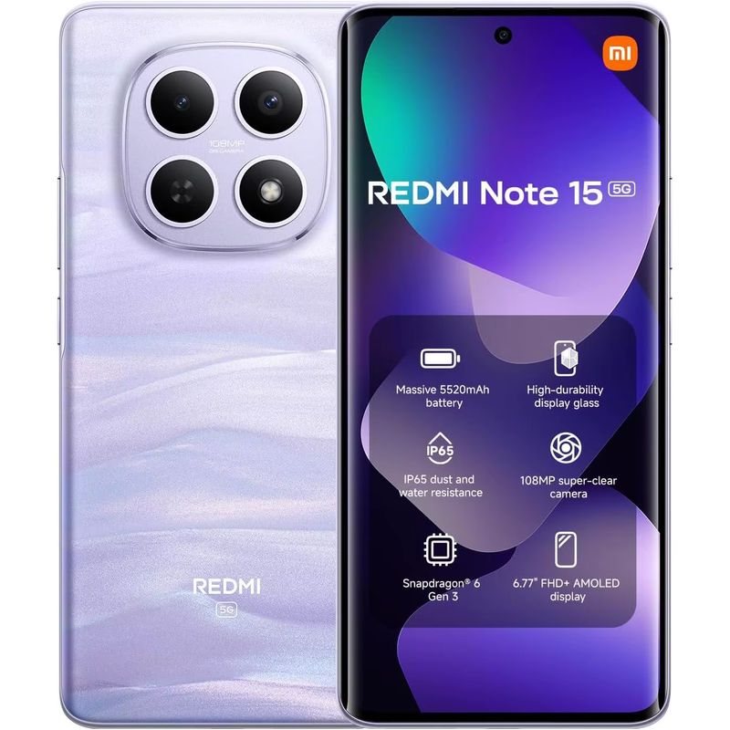 Imagen relacionada con XIAOMI REDMI Note 15 5G 8+256GB, Pantalla AMOLED FHD+ de 6,77\