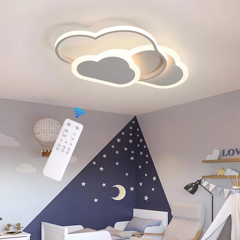 Imagen relacionada con Lampara Infantil Techo,62CM LED de Nube, 48W Lampara Techo Dormitorio 3000K-6000K Regulable con Control Remoto, Plafon Led Techo.