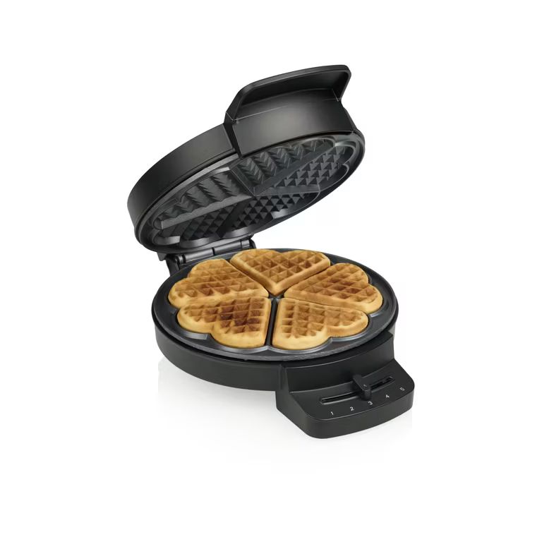 Imagen relacionada con Gofrera Deluxe, 5 Gofres en Forma de Corazón, 1000 W de Potencia, Revestimiento Antiadherente, Indicadores Luminosos,