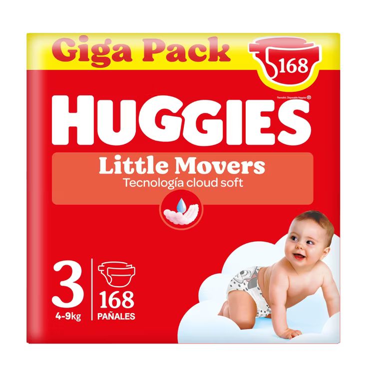 Imagen relacionada con Huggies Little Movers Kg 4 - 9 Talla 3 [ 0.17 € / Und. ] [ C.R. 0.15€/Und.]
