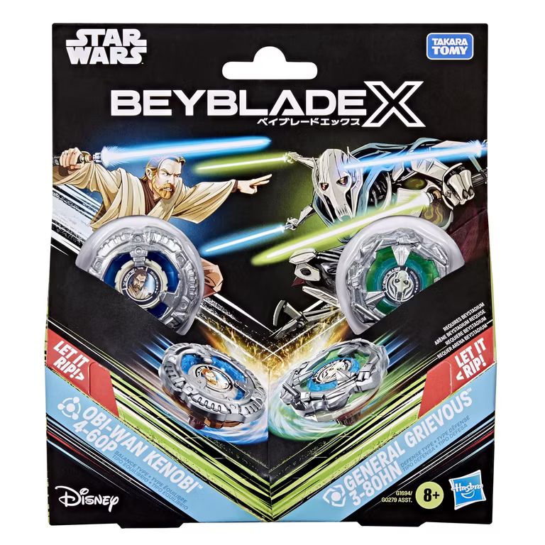 Imagen relacionada con Colaboración BEYBLADE X y STAR WARS, OBI-WAN Kenobi 4-60P vs. General Grievous 3-80HN (Let it RIP!)
