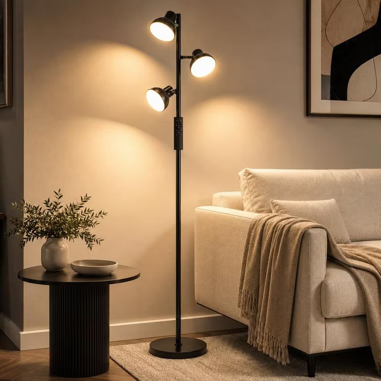 Lampara de Pie LED: 3 Luces Independientes 36W