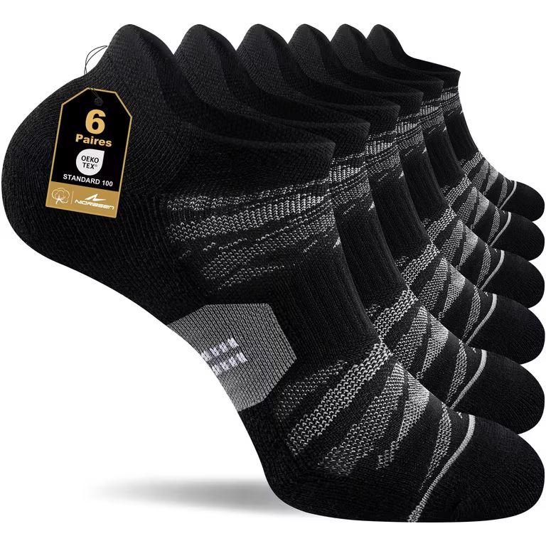 Imagen relacionada con Calcetines de deporte, transpirables, cortos con acolchado, unisex, 6 pares blanco y negro