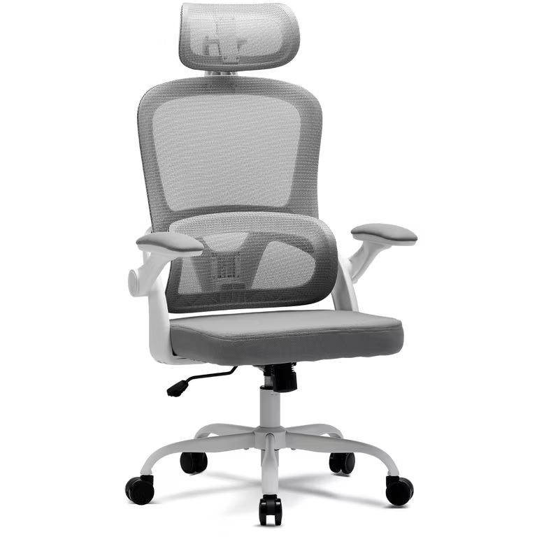 Imagen relacionada con Magic Life Silla de Oficina ergonómica con cojín elástico, Respaldo de Malla Transpirable, reposabrazos Plegables, Soporte Lumbar,