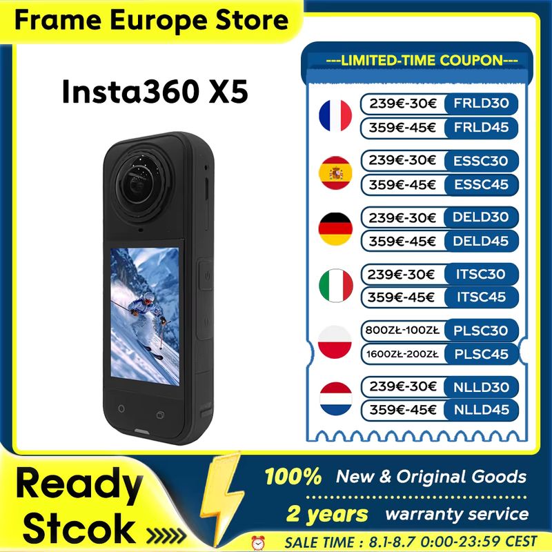 Imagen relacionada con [LOCAL+] Cámara de Acción Insta360 X5 360 °  Lente de Cámara Deportiva Resistente al Agua 8K 30Fps 360 °   Cámara de Video Ultra Definición Nueva