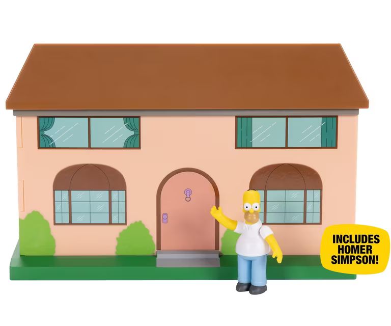 Imagen relacionada con Jakks Pacific Diorama de la Sala de Estar de Los Simpson, Set de Juego con Licencia Oficial, Incluye una minifigura de Homer de 6 cm