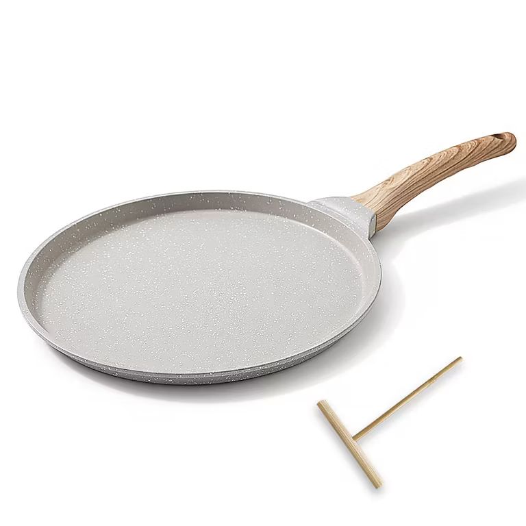 Imagen relacionada con Sartén para Crepes 25 cm, Revestimiento Antiadherente, Blanco | Sartén antiadherente para crepes con distribuidor de masa