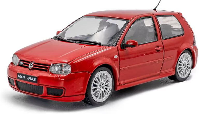 Imagen relacionada con Miniatura de metal de Volkswagen Golf IV R32 Tornado Red del año 2003 en escala 1:43.