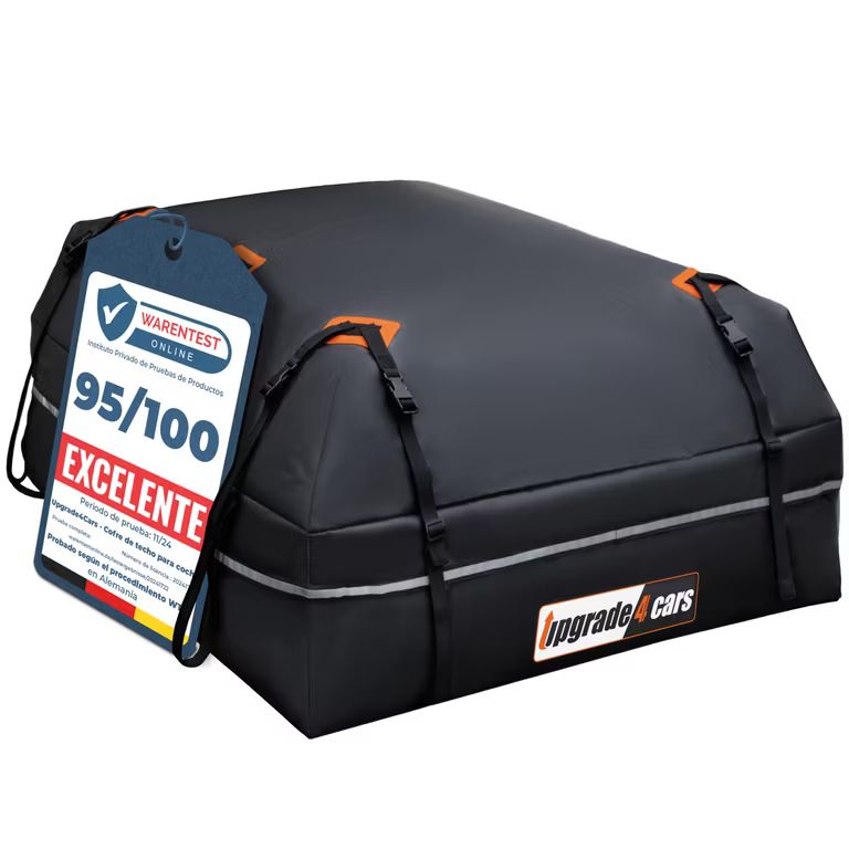 Imagen relacionada con Upgrade4cars Bolsa de Techo para Coche 566L | Portaequipajes sin Barra Incluye Todos los Accesorios | Cofre Universal Plegable