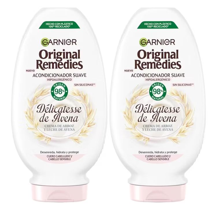 Imagen relacionada con X2. Garnier Original Remedies Delicatesse de Avena Acondicionador Suave Calmante, para Pelo Normal y Sensible, 250 ml (Paquete de 1)