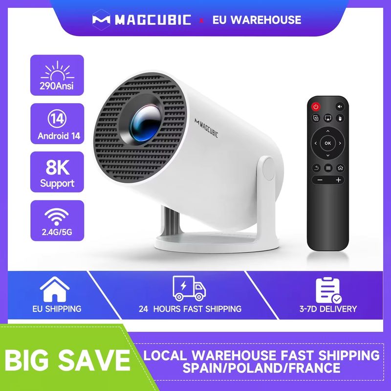 Imagen relacionada con Proyector Magcubic 8K Android 14 HY300 Pro Wifi6 290ANSI Allwinner H726 BT5.4 1080P 1280*720P Cine Portátil para Exteriores