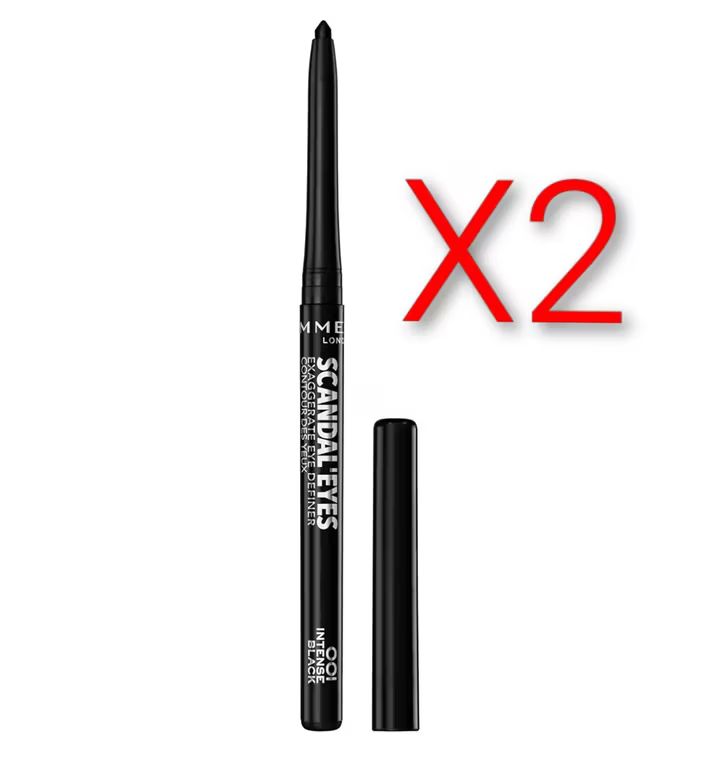 Imagen relacionada con X2. Rimmel London Scandal'eyes Exaggerate Eye Definer, Delineador de ojos automático, Tono 1 Negro