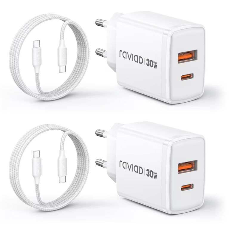 Imagen relacionada con 30W Cargador USB C Carga Rapida 2Pack GANCargador Tipo C y 2M Cable.2-Puerto Cargador USB A+USB C Cable USB C 2-Puerto Cargador USB A+USB C
