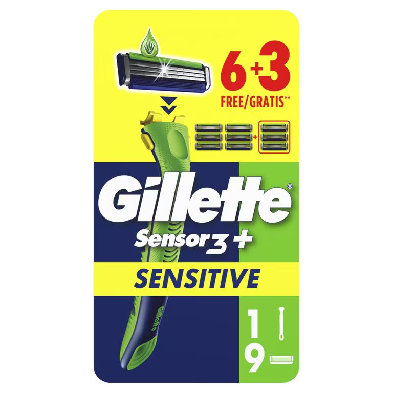 Gillette Sensor 3+ Sensitive Maquinilla Con 9 Recambios