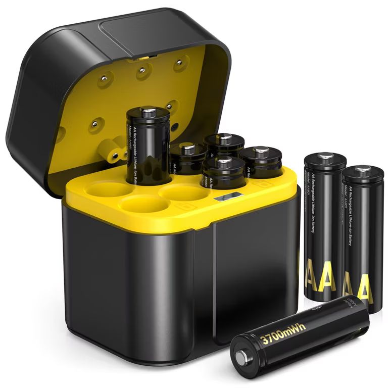 Imagen relacionada con Paquete de 8 Pilas Recargables AA 1,5V Litio 3600mWh Alta Capacidad + Cargador Rápido con Pantalla LED - Más de 2000 Ciclos -