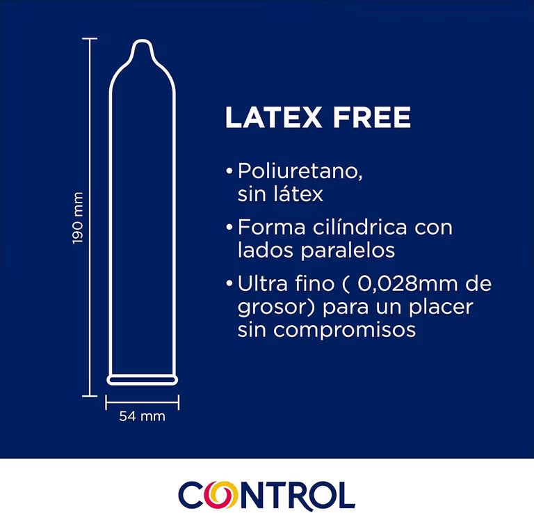 Imagen relacionada con Control Preservativos Latex Free - Caja de 5 Condones de Poliuretano, Ultrafinos, Sin Olor, Lubricados,