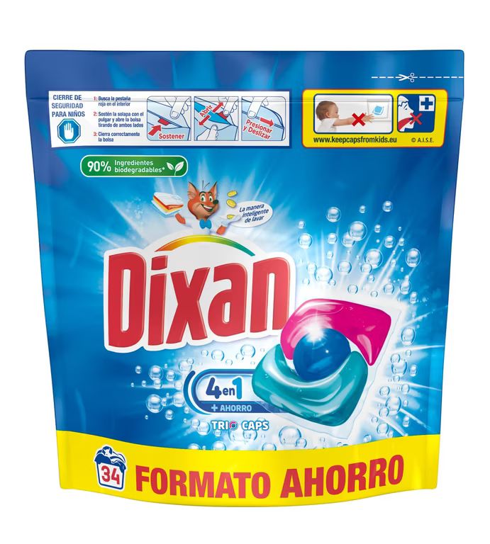 Imagen relacionada con COMPRANDO 4 Dixan Cápsulas Total+ 4 en 1 Trio Caps (34x12), detergente