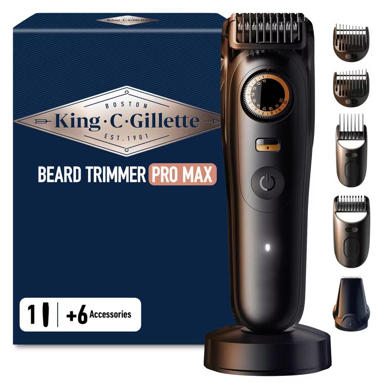 Imagen relacionada con Recortadora de Barba King C. Gillette Pro Max 4en1 (con 6 Accesorios, 40 Longitudes y Funda)