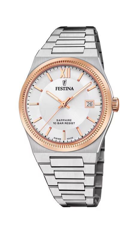 Festina Reloj Hombre F20036/1 Swiss Made – Caja De Acero Inoxidable 316L