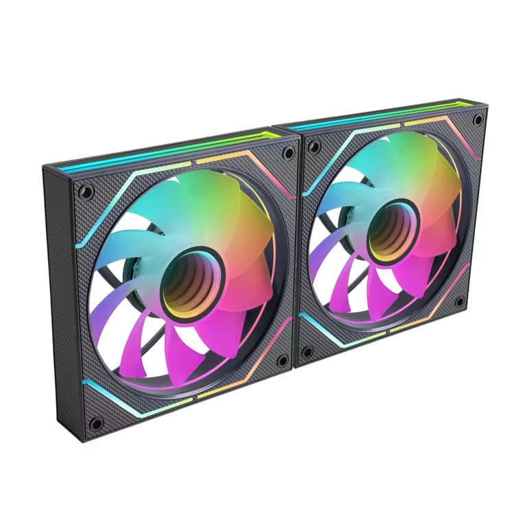 Imagen relacionada con Mars Gaming MF-3DPROX2R, Kit 2x Ventiladores 120mm, Aspas Invertidas, Iluminación ARGB Triple Infinity Mirror 360°