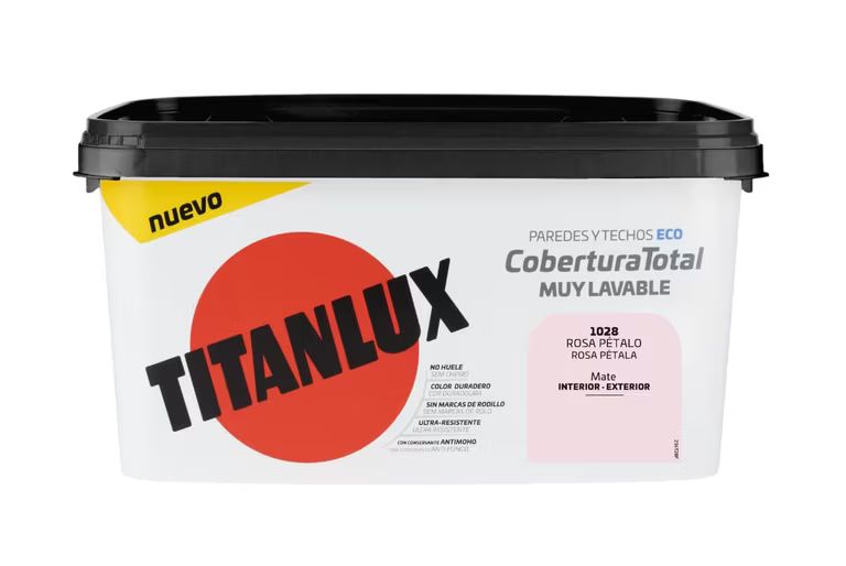 Imagen relacionada con Titanlux Cobertura Total pintura para paredes Rosa Petalo 4L Varios Colores
