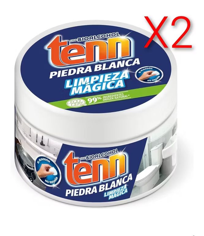 Imagen relacionada con X2. Tenn Piedra Blanca Limpieza 375g: Limpiador Universal con Arcilla - Desengrasa y Abrillanta Todas las Superficies.