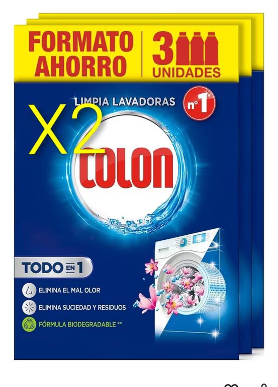 Imagen relacionada con X2. Colon Limpialavadoras - Limpia la lavadora y elimina malos olores, Megapack de 3 usos, 250 ml Paquete de 3, 3 Unidades.