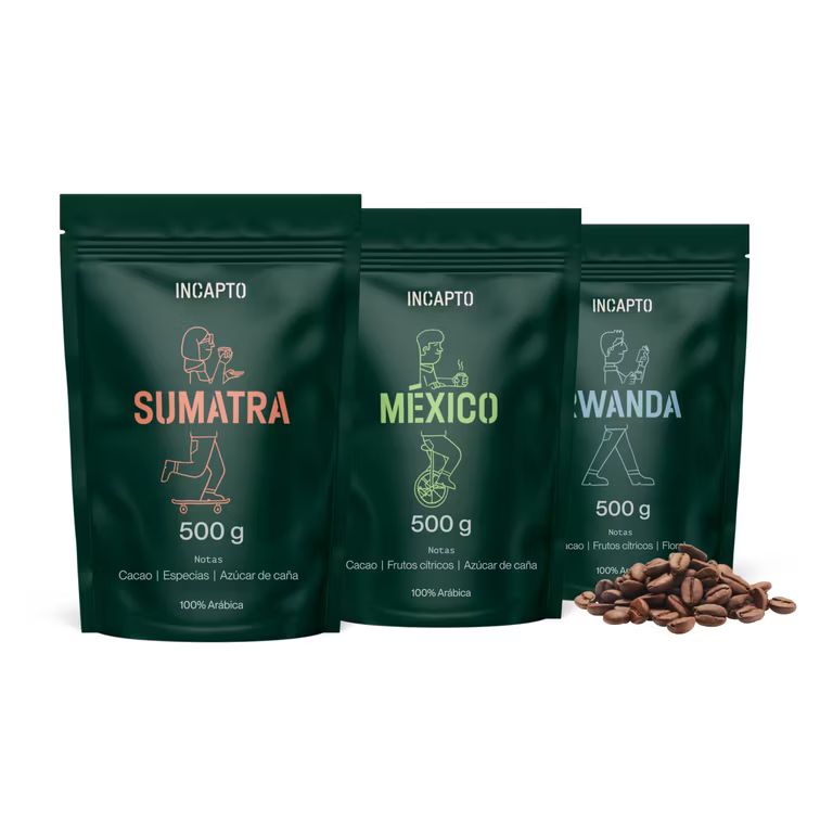 Pack 3 Café Exóticos Incapto En Grano Especialidad +80 Puntos SCA 3x500g
