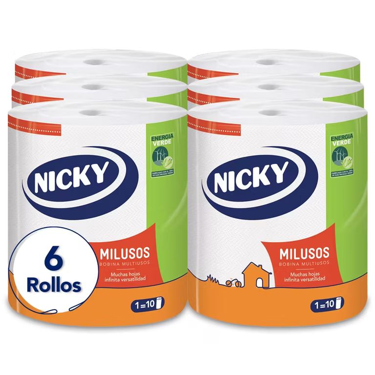 Imagen relacionada con Nicky Milusos, 6 Rollos de Papel de Cocina, 2 Capas