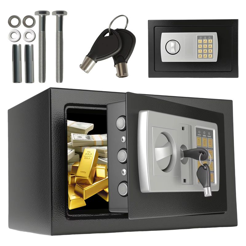 Imagen relacionada con Caja de Seguridad para el Hogar, Caja Fuerte con Cerradura, 8.5L, Caja de Seguridad con Cerradura Digital, Caja de Almacenamiento Práctica y Segura