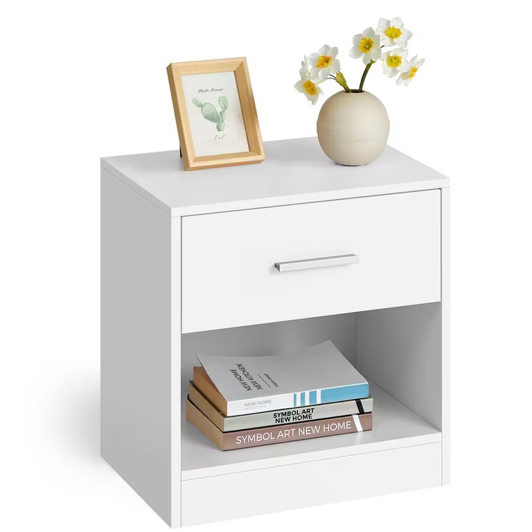 Imagen relacionada con VASAGLE Custos Colección - Mesita de Noche, Mesa Auxiliar con Cajón, Compartimento Abierto, para Dormitorio
