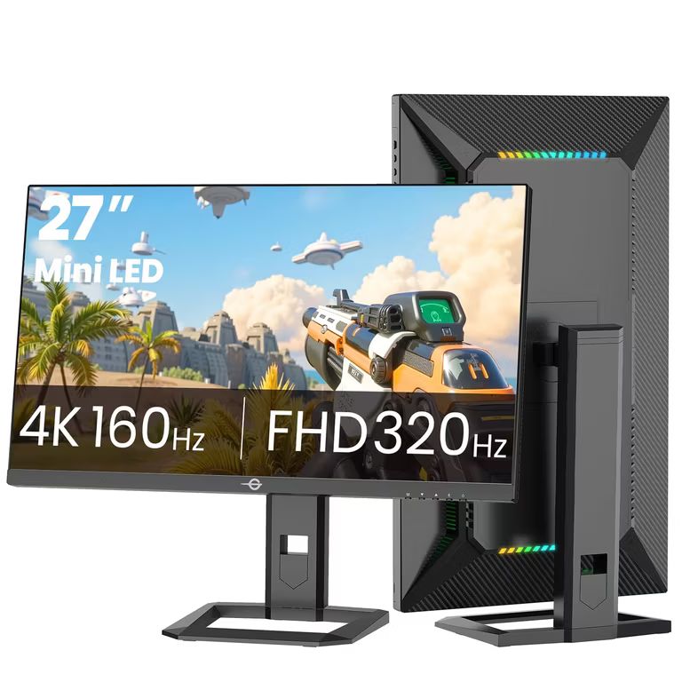 Imagen relacionada con TITAN ARMY Mini LED Monitor 27 Pulgadas, 4K 160Hz& FHD 320Hz, HDR1000 153% sRGB DeltaE<2 10Bit, HDMI2.1 DP 1.4 Type-C Speaker, P275MV Plus
