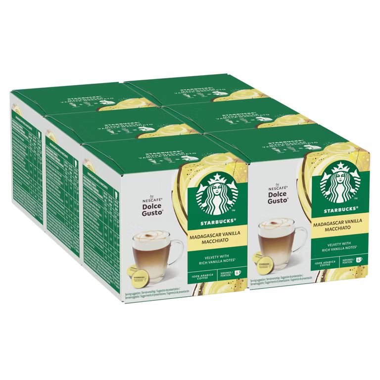 Imagen relacionada con Starbucks Vanilla Macchiato de Nescafé Dolce Gusto (Pack 6 x 12 cápsulas)