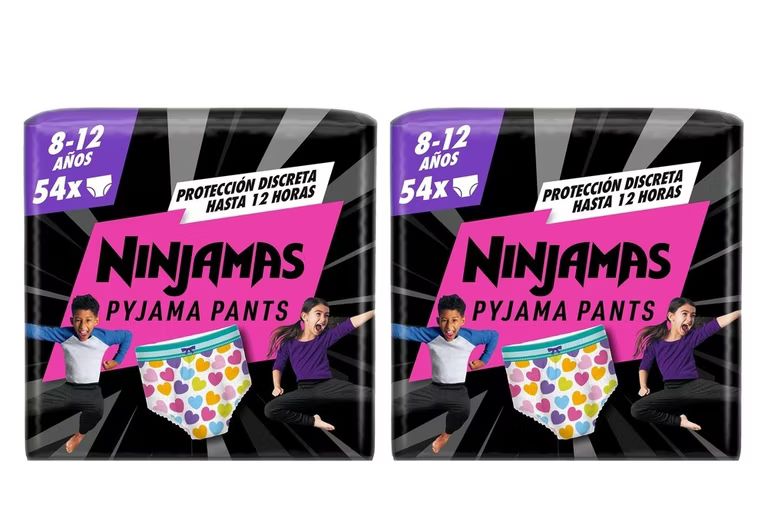 Imagen relacionada con 2x DODOT Ninjamas Pañal Branguita Para Pijama Con Corazones, 54 Pañales De Pijama, 8-12 Años, 27kg-43kg, (total 108 pañales)