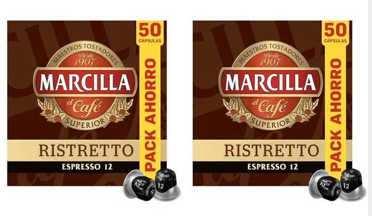 Imagen relacionada con 100 x Marcilla Cápsulas de Café Ristretto | Intensidad 12 | 2 x 50 Cápsulas Compatibles Nespresso