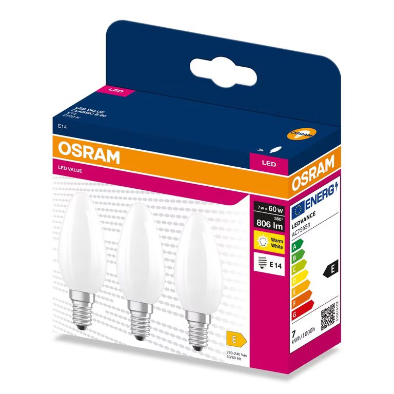 Osram LED Filament Classic B Value 7W 2700K Frosted E14
