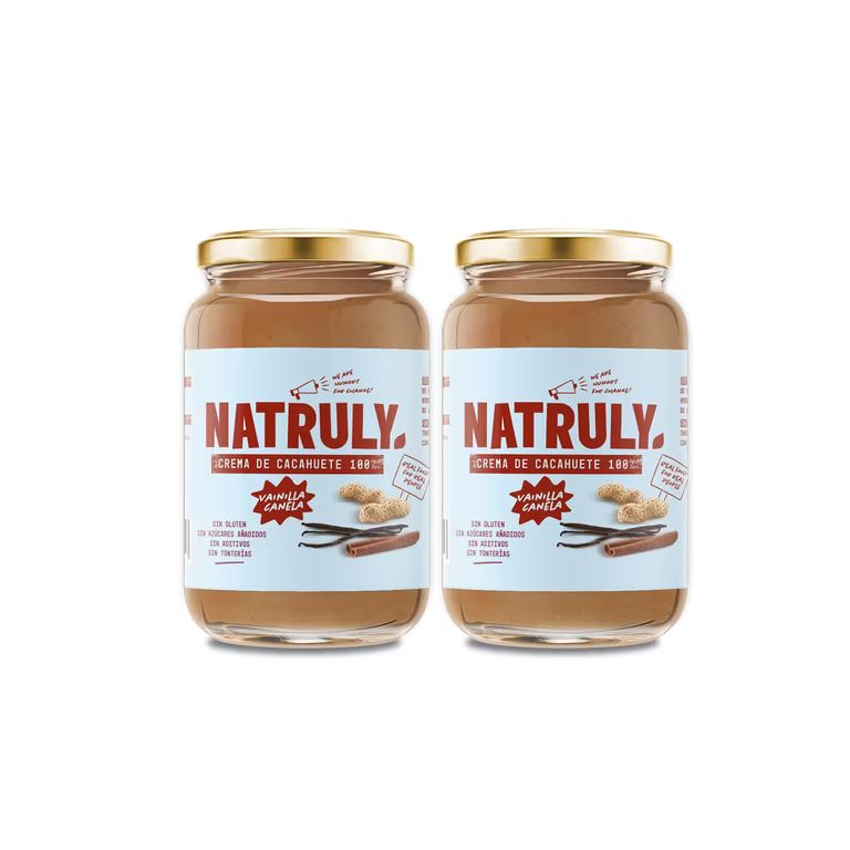 Imagen relacionada con NATRULY Pack 2x Crema Cacahuete con Canela y Vainilla | 500g