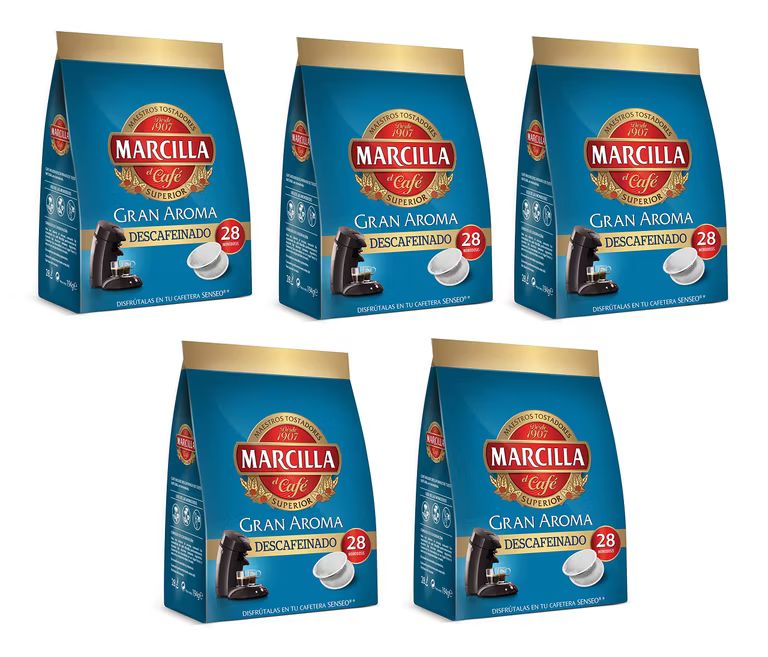 Imagen relacionada con 140 Cápsulas Marcilla monodosis GRAN AROMA DESCAFEINADO - [Pack de 5]