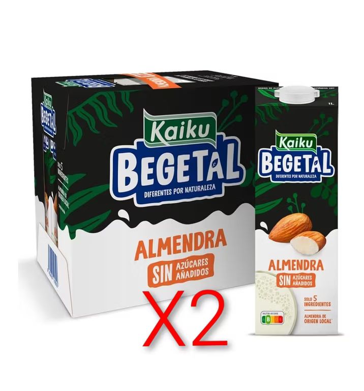 Imagen relacionada con X2. ( Total 12 Unidades) KAIKU BEGETAL Bebida de Almendra Pack 6 x 1 L, 100% Vegetal, Sin Azúcares Añadidos, Vegana y Sin Gluten.