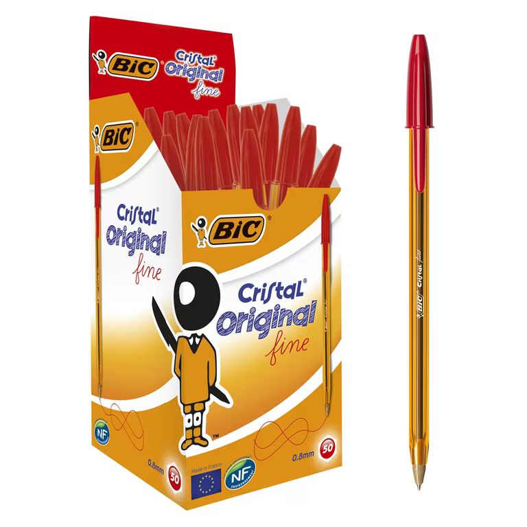 Imagen relacionada con Bic Cristal Original Fine (0.8 mm) | Rojo | Caja 50 unidades | 0.18€ unidad