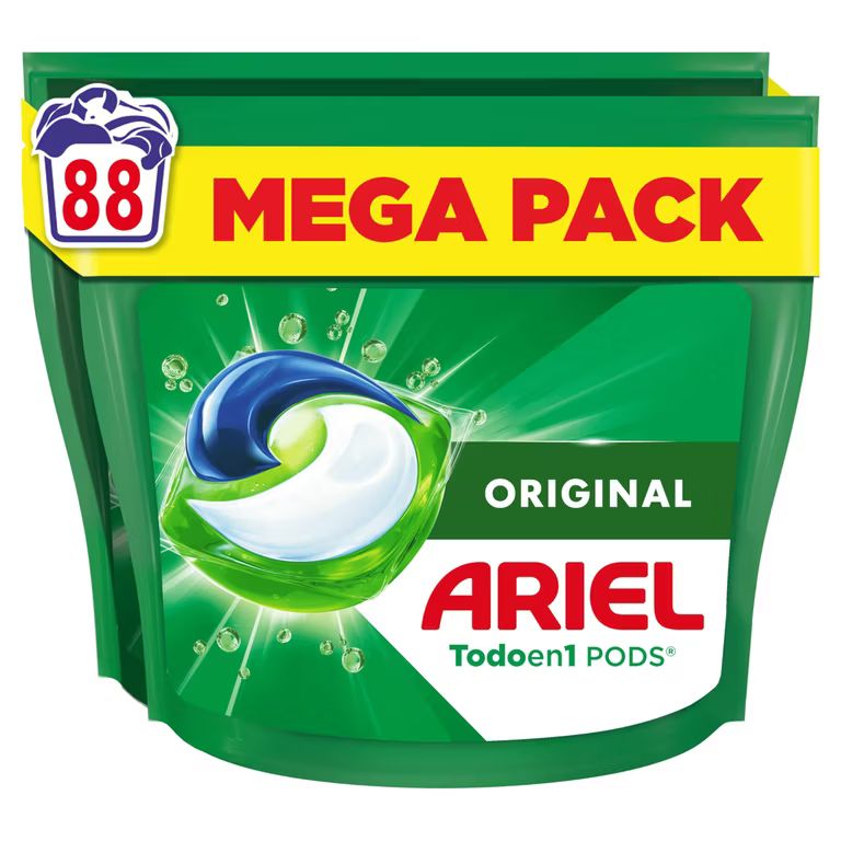 Imagen relacionada con Ariel Todo En 1 PODS, Detergente Líquido Para Lavadora 88 Capsulas/Pastillas, Original, 5 Acciones Para Una Limpieza Increíble